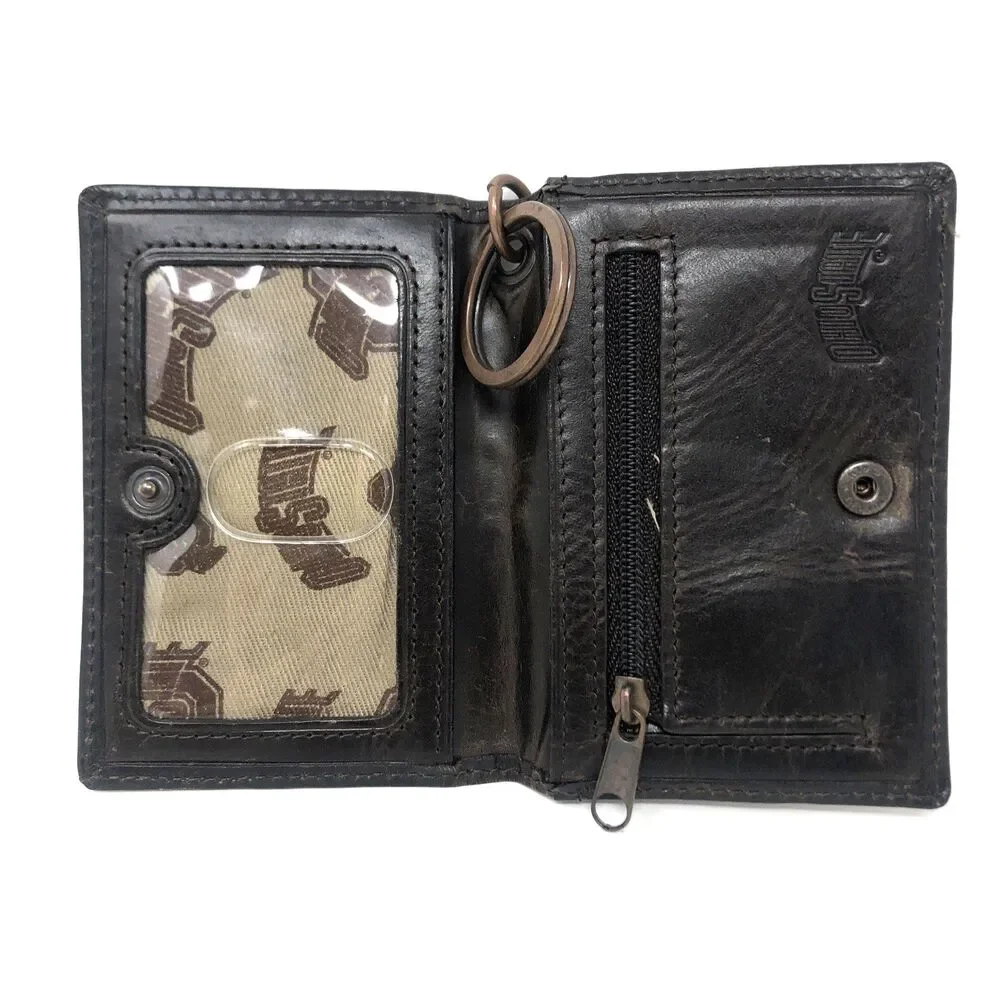 Fossil Ohio State Leather Wallet Keychain Credit Card ID Brown Folding Flip